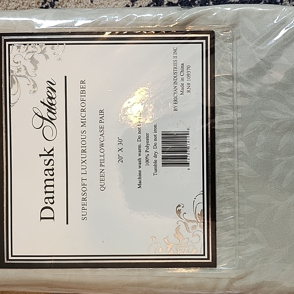 Damask Sateen Queen pillow case set